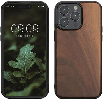 kwmobile Hülle kompatibel mit iPhone 15 Pro Max Hülle - Holz Case - stoßfestes Handy Cover - TPU Handyhülle in Dunkelbraun