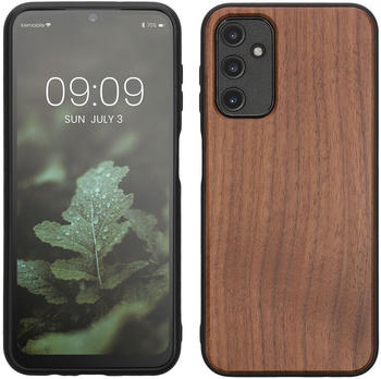 kwmobile Hülle kompatibel mit Samsung Galaxy A14 5G Hülle - Holz Case - stoßfestes Handy Cover - TPU Handyhülle in Dunkelbraun