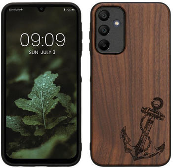kwmobile Hülle kompatibel mit Samsung Galaxy A15 5G Hülle - Holz Case - Handy Cover - TPU Handyhülle in Dunkelbraun Anker Vintage
