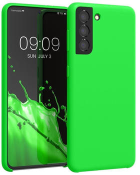kwmobile Hülle kompatibel mit Samsung Galaxy S21 Hülle - Silikon Handy Case - Handyhülle weiche Oberfläche - kabelloses Laden - Neon Grün