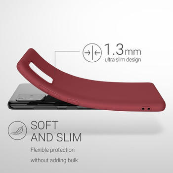 kwmobile Hülle kompatibel mit Samsung Galaxy A51 Hülle - weiches TPU Silikon Case - Cover geeignet für kabelloses Laden - Rhabarber Rot