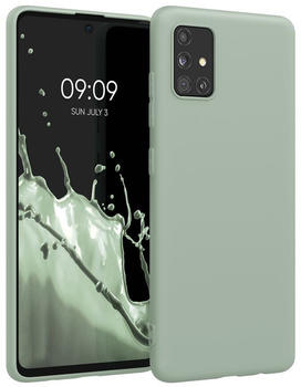 kwmobile Hülle kompatibel mit Samsung Galaxy A51 Hülle - weiches TPU Silikon Case - Cover geeignet für kabelloses Laden - Graugrün