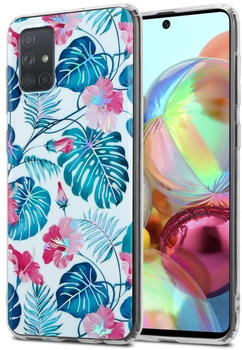 Cadorabo Hülle für Samsung Galaxy A71 4G Schutz Hülle mit Weiß TPU Etui Blumen Flower Cover Case