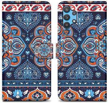 Cadorabo Schutzhülle für Samsung Galaxy A32 5G Hülle Design Blau Handyhülle Schutzhülle Etui Magnetisch Case Cover