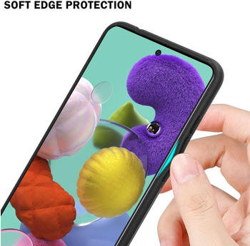 Cadorabo Hülle für Samsung Galaxy A51 5G in BLAU - SCHWARZ Zweifarbige Schutzhülle aus Tempered Glas und TPU Silikon Back Case Cover Etui Handy Hülle