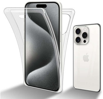 Cadorabo Hülle für Apple iPhone 15 PRO in TRANSPARENT 360° Full Body Schutzhülle Front und Rückenschutz, Rundumschutz mit Displayschutz Back Case Cover Etui Handy Hülle TPU
