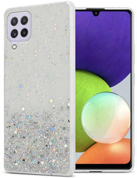 Cadorabo Hülle für Samsung Galaxy A22 4G / M22 / M32 4G in Transparent mit Glitter Schutzhülle aus flexiblem TPU Silikon mit funkelnden Glitter Case Cover Etui Handy Hülle