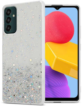 Cadorabo Hülle für Samsung Galaxy M13 4G in Transparent mit Glitter Schutzhülle aus flexiblem TPU Silikon mit funkelnden Glitter Case Cover Etui Handy Hülle
