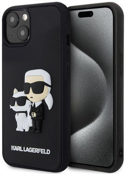 Karl Lagerfeld 3D Rubber Karl and Choupette Back Cover für iPhone 15 Plus schwarz