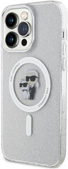 Karl Lagerfeld IML Glitter Karl and Choupette MagSafe Back Cover für iPhone 15 Pro Max transparent