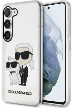 Karl Lagerfeld IML Glitter Karl and Choupette NFT Back Cover für Samsung Galaxy S23 - Transparent