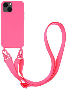 Vivanco Necklace Cover, Silikon Schutzhülle mit Karabinerhaken und Handykette für iPhone 13 mini Pink