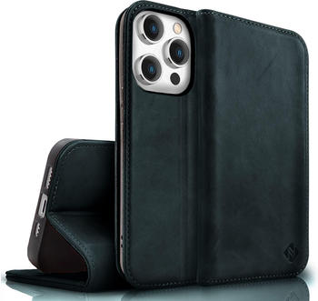 NALIA Echt Leder Flip Case Hülle mit Magnetverschluss (iPhone 15 Pro Max), Smartphone Hülle