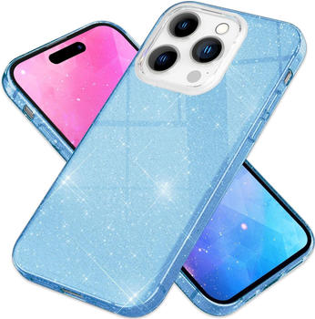 NALIA Glitzer Hülle (iPhone 14 Pro), Smartphone Hülle, Blau