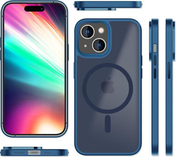 NALIA Hybrid MagSafe Hülle Matt Transparent (iPhone 15 Plus), Smartphone Hülle, Blau