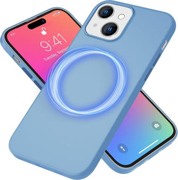 NALIA Liquid Silikon MagSafe Hülle (iPhone 15 Plus), Smartphone Hülle, Blau