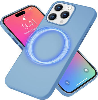 NALIA Liquid Silikon MagSafe Hülle (iPhone 15 Pro), Smartphone Hülle, Blau