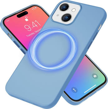 NALIA Liquid Silikon MagSafe Hülle (iPhone 15), Smartphone Hülle, Blau