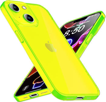 NALIA Klar Transparente Neon Silikon Hülle (iPhone 14 Plus), Smartphone Hülle, Gelb