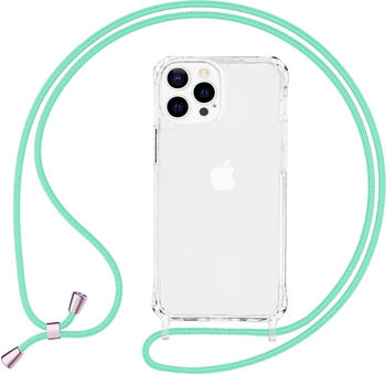 NALIA Klare Hülle mit Kette zum Umhängen (iPhone 13 Pro), Smartphone Hülle, Grün