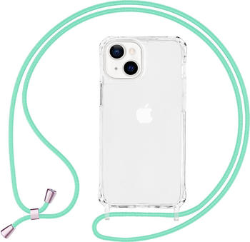 NALIA Klare Hülle mit Kette zum Umhängen (iPhone 13), Smartphone Hülle, Grün