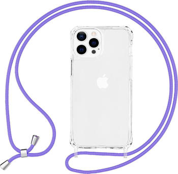 NALIA Klare Hülle mit Kette zum Umhängen (iPhone 13 Pro), Smartphone Hülle, Violett
