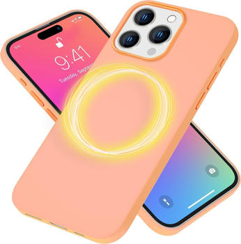 NALIA Liquid Silikon MagSafe Hülle (iPhone 15 Pro Max), Smartphone Hülle, Orange