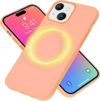 NALIA Liquid Silikon MagSafe Hülle (iPhone 15), Smartphone Hülle, Orange
