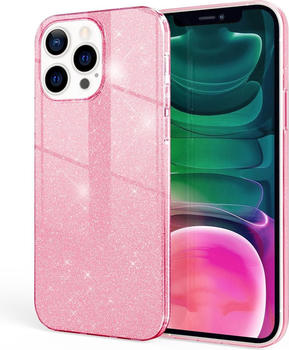 NALIA Glitzer Handyhülle (iPhone 13 Pro), Smartphone Hülle, Pink