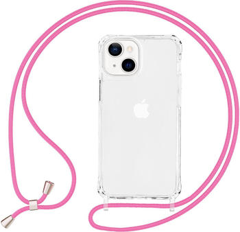 NALIA Klare Hülle mit Kette zum Umhängen (iPhone 13), Smartphone Hülle, Pink