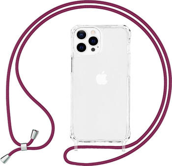 NALIA Klare Hülle mit Kette zum Umhängen (iPhone 13 Pro), Smartphone Hülle, Rot