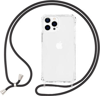 NALIA Klare Hülle mit Kette zum Umhängen (iPhone 13 Pro Max), Smartphone Hülle, Schwarz