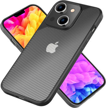 NALIA Matte Carbon-Look Hülle mit Schutzrahmen (iPhone 14), Smartphone Hülle, Schwarz NALIA Matte Carbon-Look Hülle mit Schutzrahmen (iPhone 14), Smartphone Hülle, Schwarz