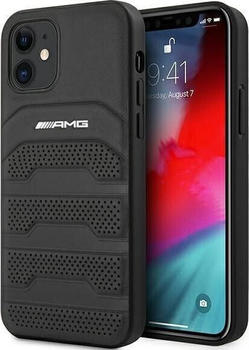 Mercedes-Benz AMG AMHCP12SGSEBK iPhone 12 mini 5,4\" czarny/black hardcase Leather Debossed Lines (iPhone 12 Mini), Smartphone Hülle, Schwarz