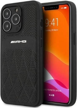 Mercedes-Benz AMG AMHCP13LOSDBK iPhone 13 Pro / 13 6,1\" czarny/black hardcase Leather Curved Lines (iPhone 13 Pro), Smartphone Hülle, Schwarz