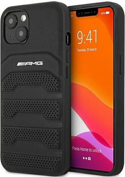 Mercedes-Benz AMG AMHCP14MGSEBK iPhone 14 Plus 6,7\" czarny/black hardcase Leather Debossed Lines (iPhone 14 Plus), Smartphone Hülle, Schwarz