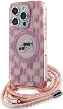 Karl Lagerfeld KLHMP15XHCKCKLCP iPhone 15 Pro Max 6.7" różowy/pink hardcase IML Crossbody Monogram K (iPhone 15 Pro Max), Smartphone Hülle, Mehrfarbig