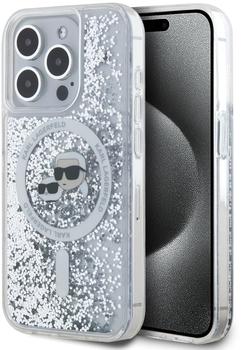 Karl Lagerfeld Liquid Glitter Karl and Choupette Heads MagSafe Case for iPhone 15 Pro Transparent (iPhone 15 Pro), Smartphone Hülle, Transparent