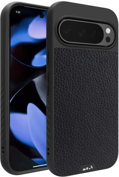 Mous Hülle für Google Pixel 9 Pro MagSafe Kompatibel Case - Limitless 5.0 - Schwarzes Leder - Handyhülle Pixel 9 Pro - Schutzhuelle