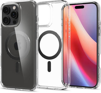 Spigen Handyhülle für iPhone 16 Pro Max, Spigen Ultra Hybrid Mag mit MagSafe, Transparent-Schwarz-Karbonmuster Spigen Handyhülle für iPhone 16 Pro Max, Spigen Ultra Hybrid Mag mit MagSafe, Transparent-Schwarz-Karbonmuster