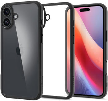 Spigen Handyh&uuml;lle f&uuml;r iPhone 16, Spigen Ultra Hybrid, Transparent-Schwarz