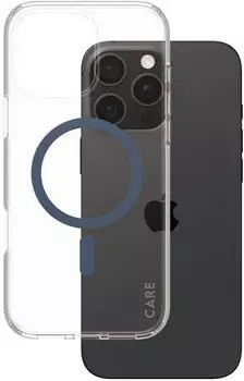PanzerGlass CARE by Flagship Case Transparent Urban Combat m. Blau MagSafe iPhone 24 6.9" Pro (iPhone 16 Pro Max), Smartphone H&uuml;lle, Transparent, Blau