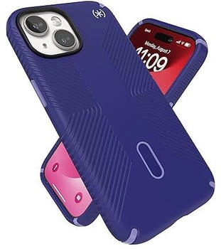 Speck Presidio2 Grip Future iPhone 15 Hülle - ClickLock rutschfeste Interlock, MagSafe, Fallschutzgriff - für iPhone 15, iPhone 14, iPhone 13 - Blue/Purple Ink/Sky Purple