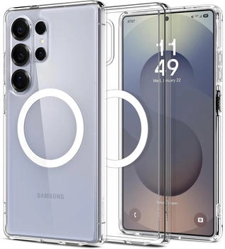 Spigen Handyh&uuml;lle f&uuml;r Galaxy S25 Ultra, Spigen Ultra Hybrid Mag mit MagSafe, Transparent-Wei&szlig;