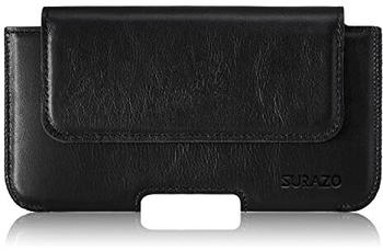 SURAZO Premium 100% Echtleder Gürteltasche für Samsung Galaxy S25 Ultra Tasche Leder - Horizontale Handytasche Holster [Vollleder Handyhülle] [Gürtelschlaufe] Gürtel Hülle Case Lederhülle (Schwarz)