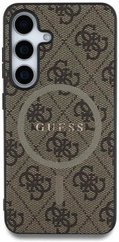 Guess Handyhülle für Galaxy S25, Guess Hardcase 4G Ring Classic Logo MagSafe, Braun
