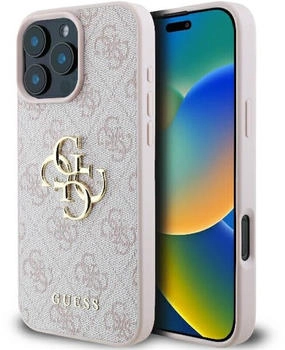Guess Handyh&uuml;lle f&uuml;r iPhone 16 Pro, Guess Hardcase 4G Big Metal Logo, Rosa