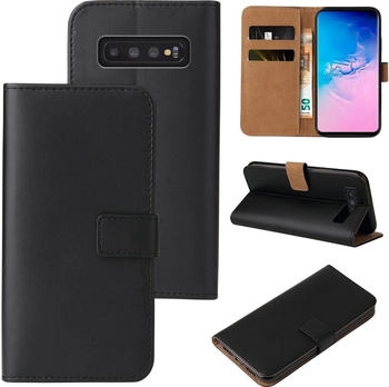 Tec-Expert Handy Hülle für Samsung Galaxy S10 Klapphülle Bookcase Flip Cover Handy Tasche Etui Farbe: Schwarz