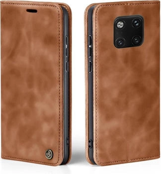 Tec-Expert Handy Hülle für Huawei Mate 20 Pro Klapphülle Bookcase Flip Cover Handy Tasche Etui Farbe: Hellbraun