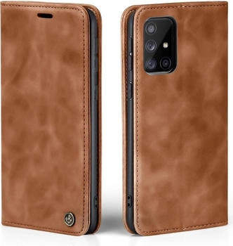 Tec-Expert Handy Hülle für Samsung Galaxy A51 Klapphülle Bookcase Flip Cover Handy Tasche Etui Farbe: Hellbraun